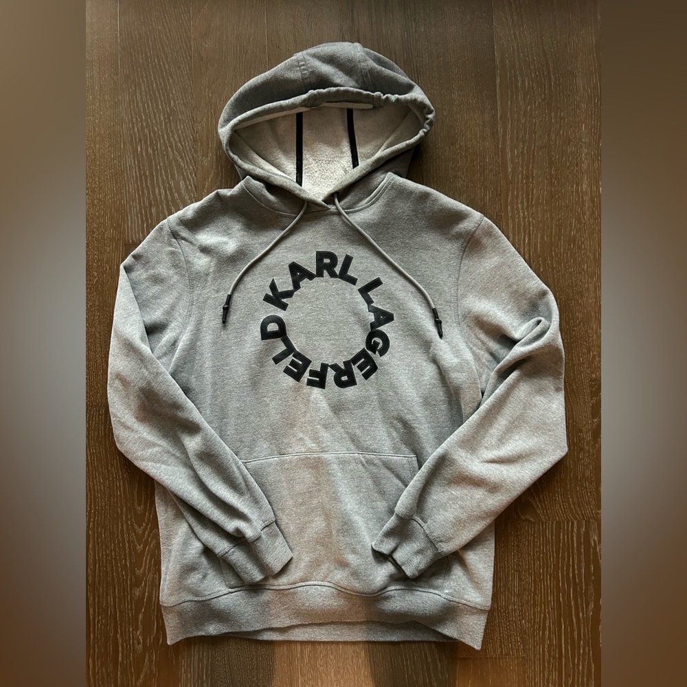 Karl Lagerfeld Men's Gray Logo Hoodie